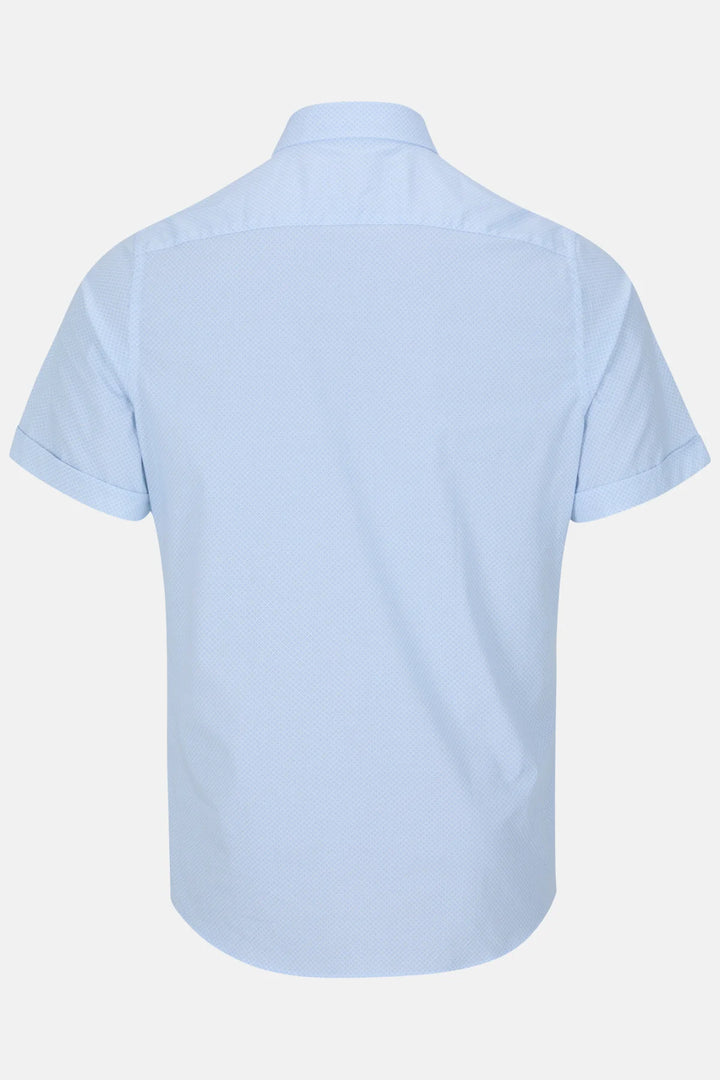 Gilded Gentlemen short-sleeve dress shirt, light blue, back view