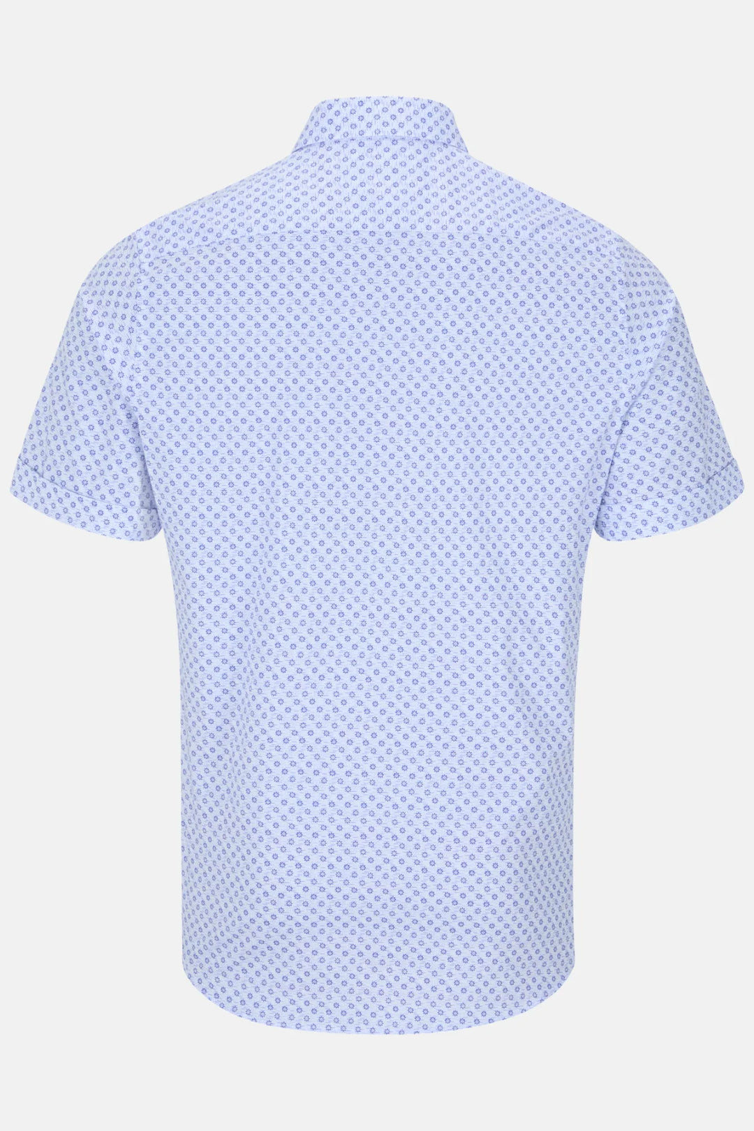 Gilded Gentlemen short-sleeve shirt back view in light blue with small allover pattern