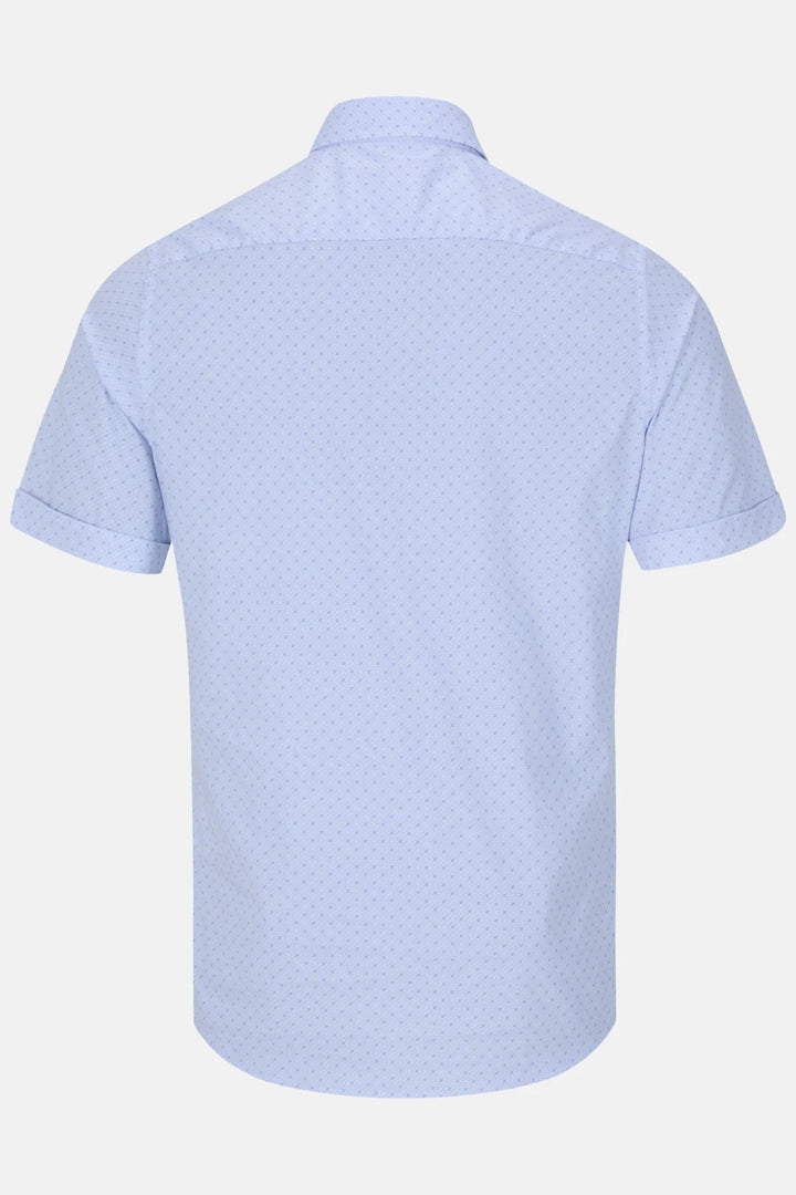 Gilded Gentlemen short-sleeve shirt, light blue textured back with open collar