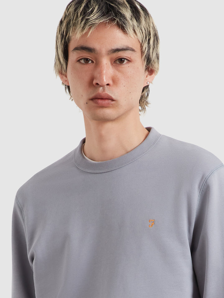 Farah Hemming crew jumper, light blue crew neck with small chest logo