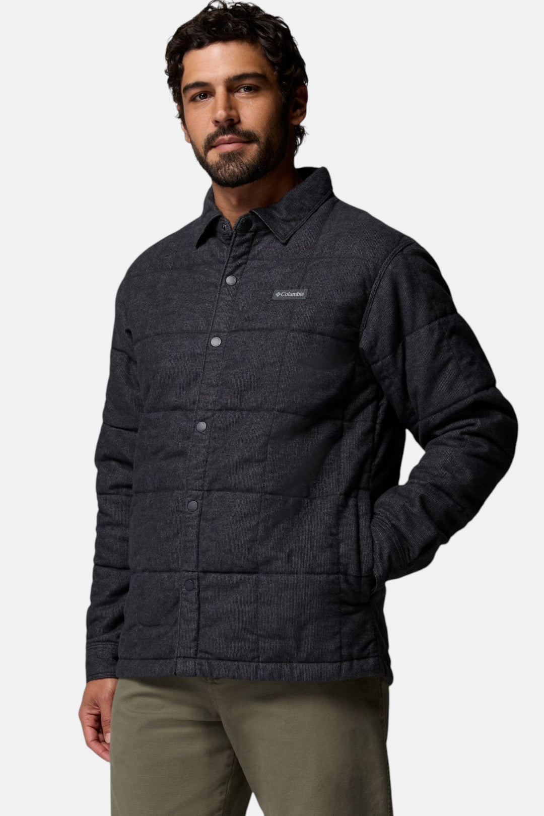 Columbia Landroamer™ II quilted shirt jacket, dark black, standing collar and button placket