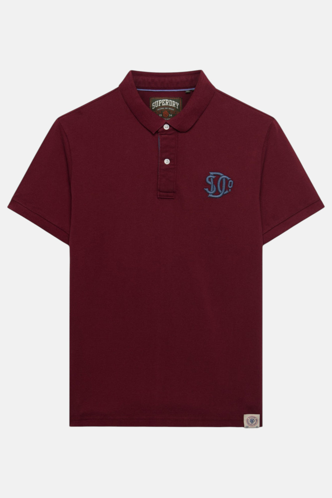 Port burgundy pique monogram polo shirt with buttoned collar and short sleeves