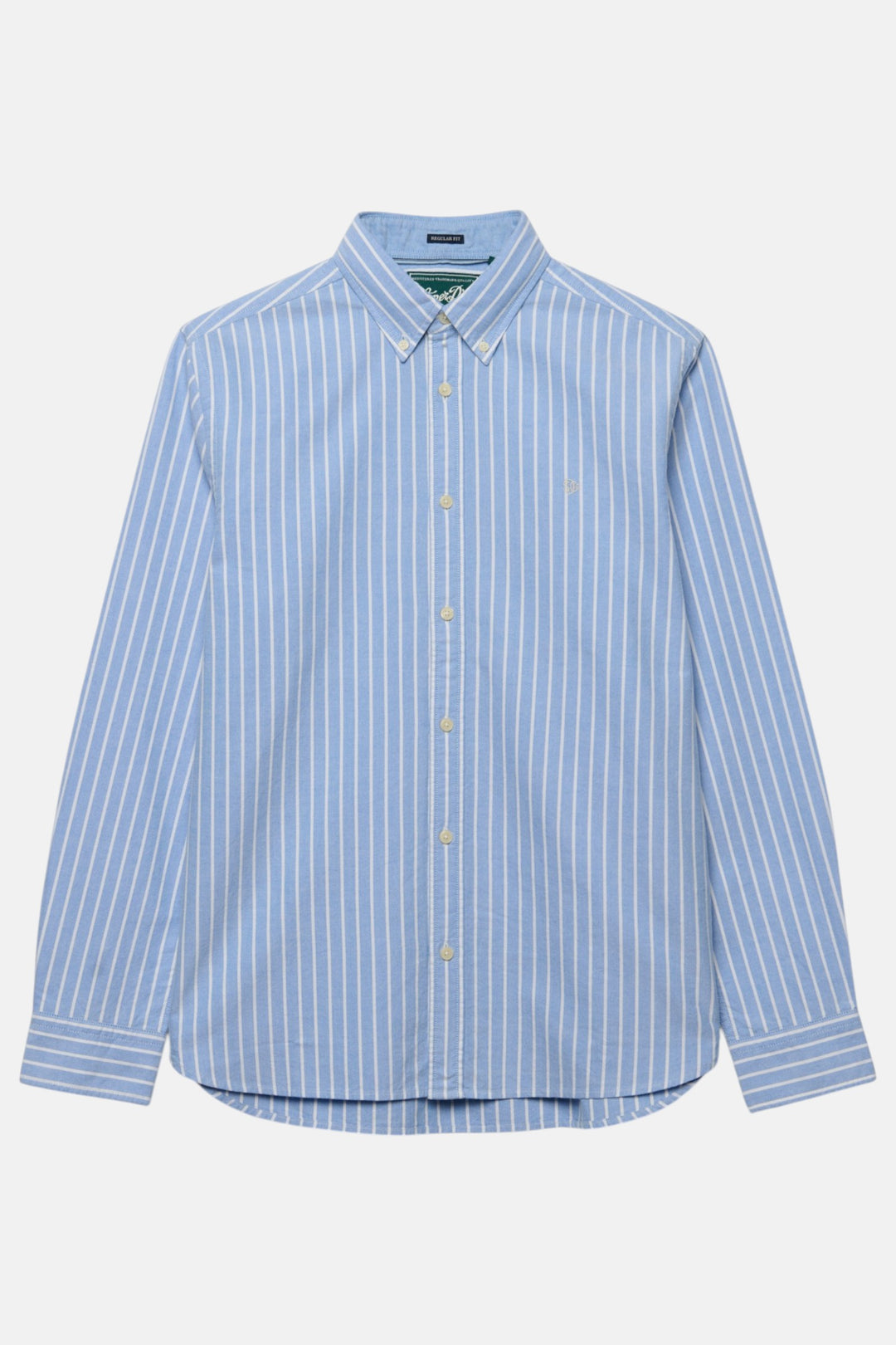 Superdry preppy oxford long-sleeve shirt, light blue and white stripe button-up