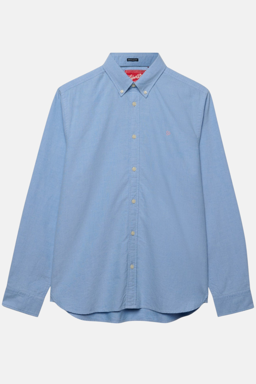 Superdry preppy Oxford long-sleeve shirt in sky blue chambray, button-up with collar