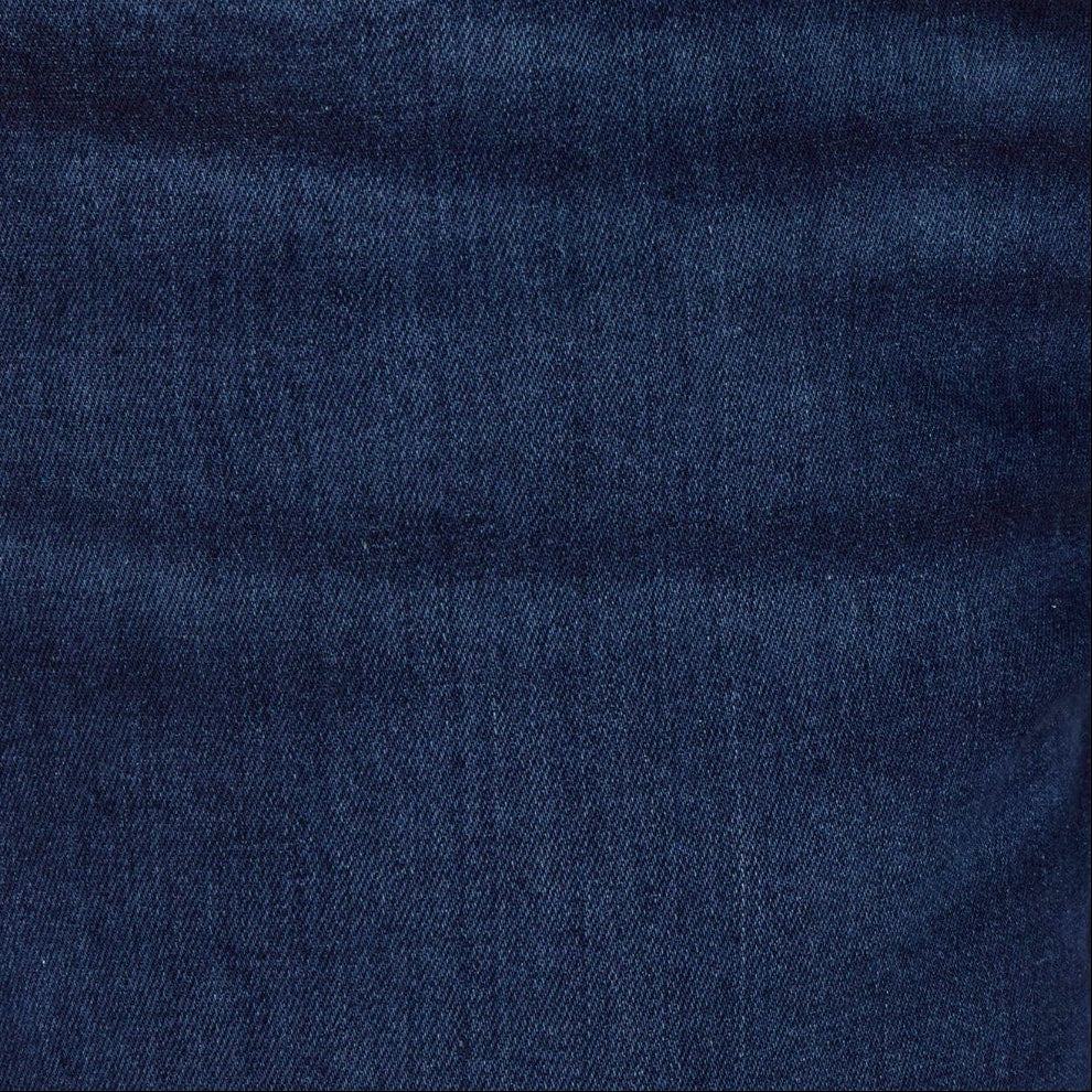 Dark blue denim jeans pocket with gold-tone buttons and contrast stitching