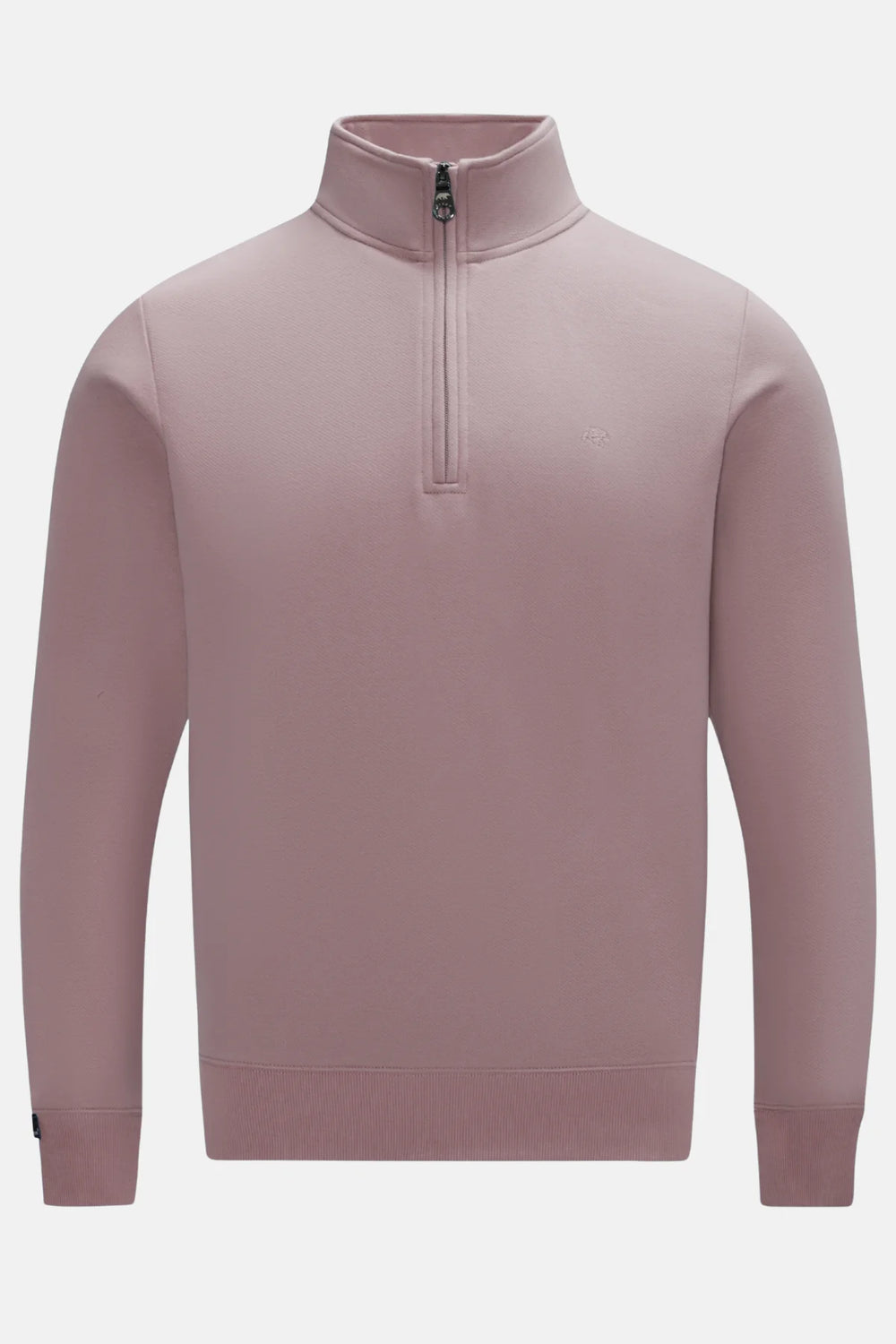 1/4-zip pullover with mock neck, mauve, long sleeves