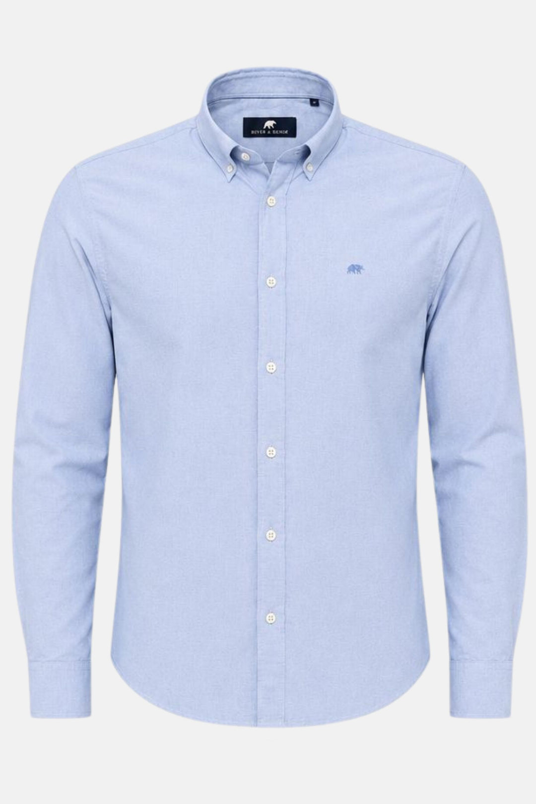 A light blue Rivet & Denim Oxford shirt available in size s-4xl.