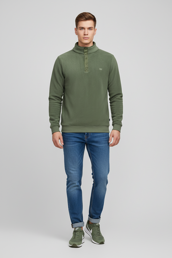 Rivet & Denim Snapper Fleece Top | Covert