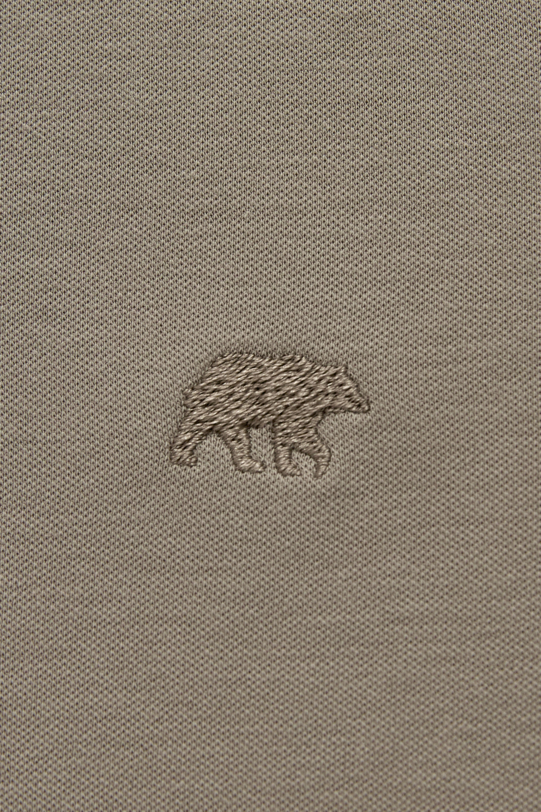Grandad top with small embroidered animal logo on textured fabric