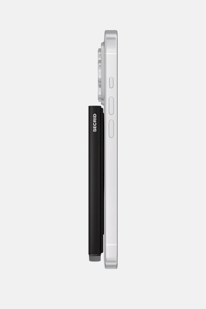 Black vertical MagSafe cardprotector with side button and smooth edge
