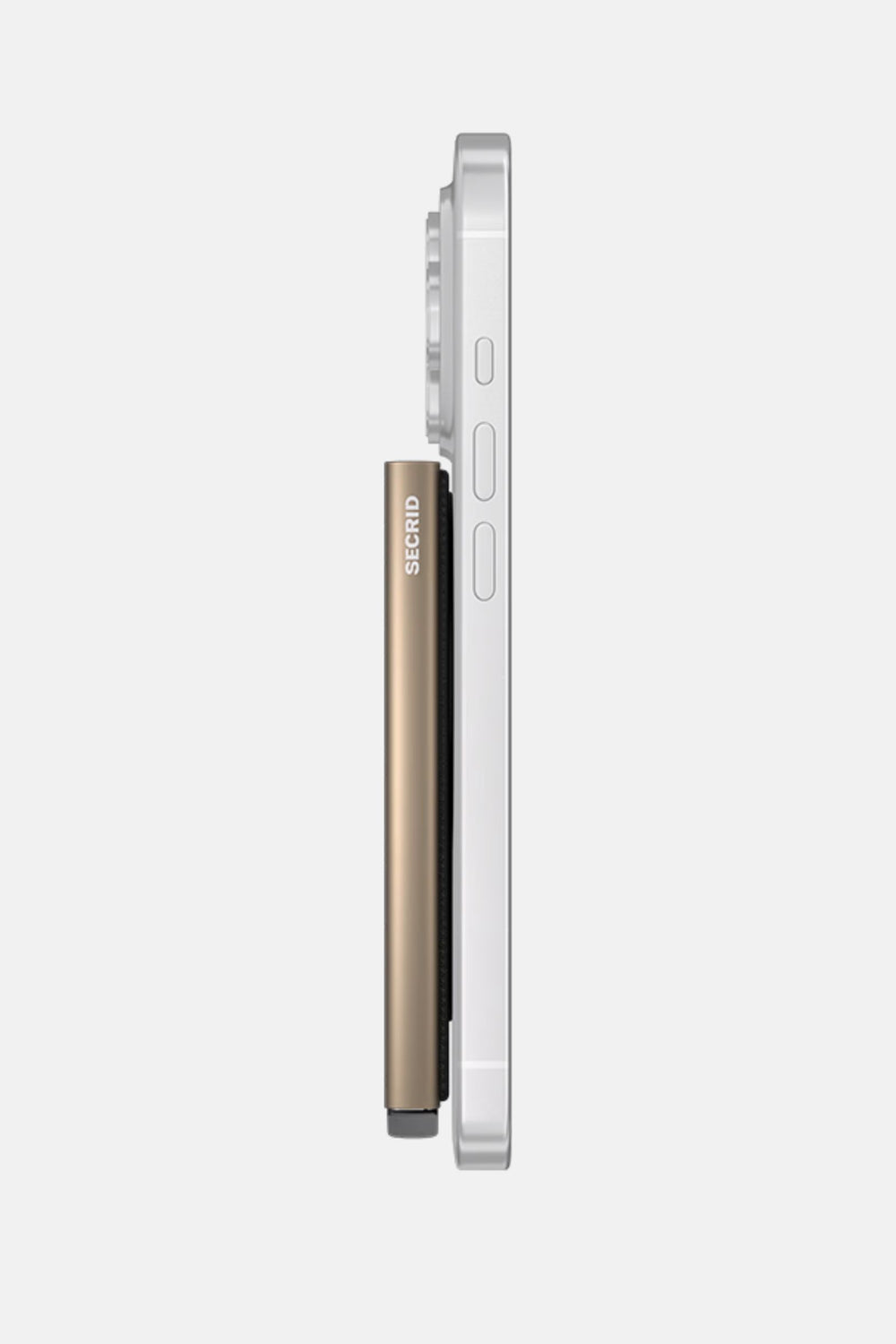 Secrid MagSafe cardprotector side view in sand with metal edge