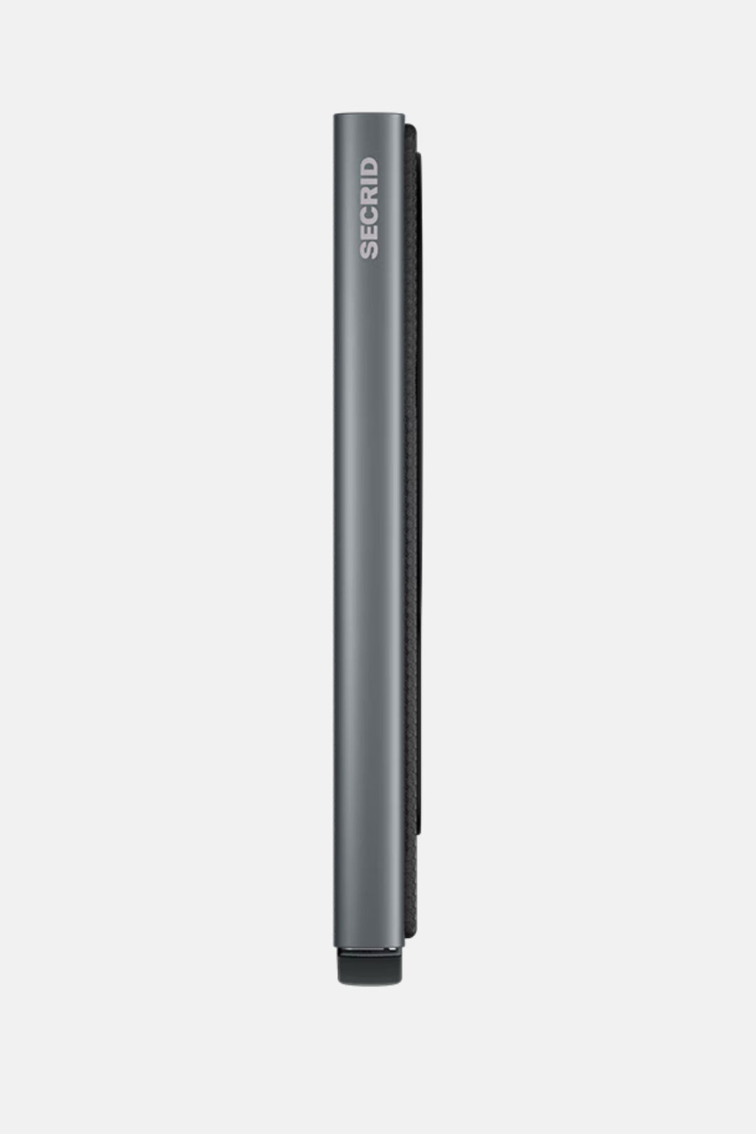 Secrid titanium MagSafe card protector edge view, slim dark gray bar