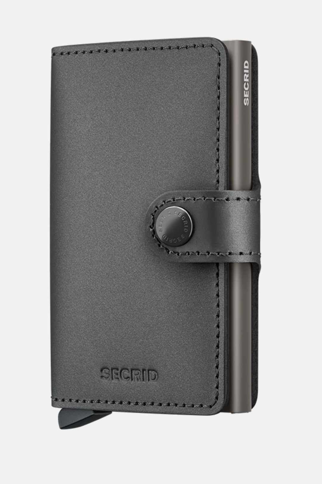 Secrid miniwallet, matte satin steel gray, with stitched leather-look finish