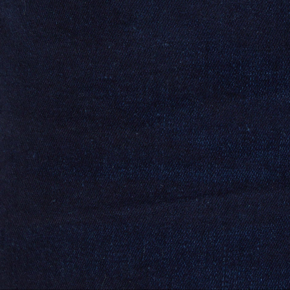 Dark blue denim coin pocket with rivets and contrast topstitching