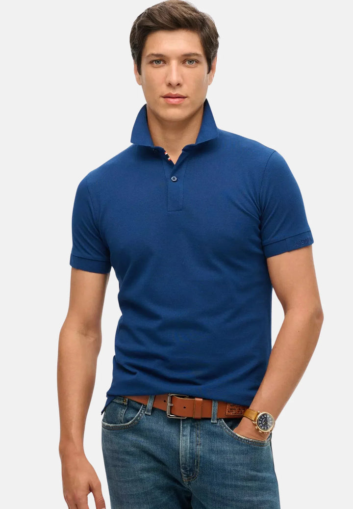 Superdry City Pique Polo Shirt | Pilot Mid Blue