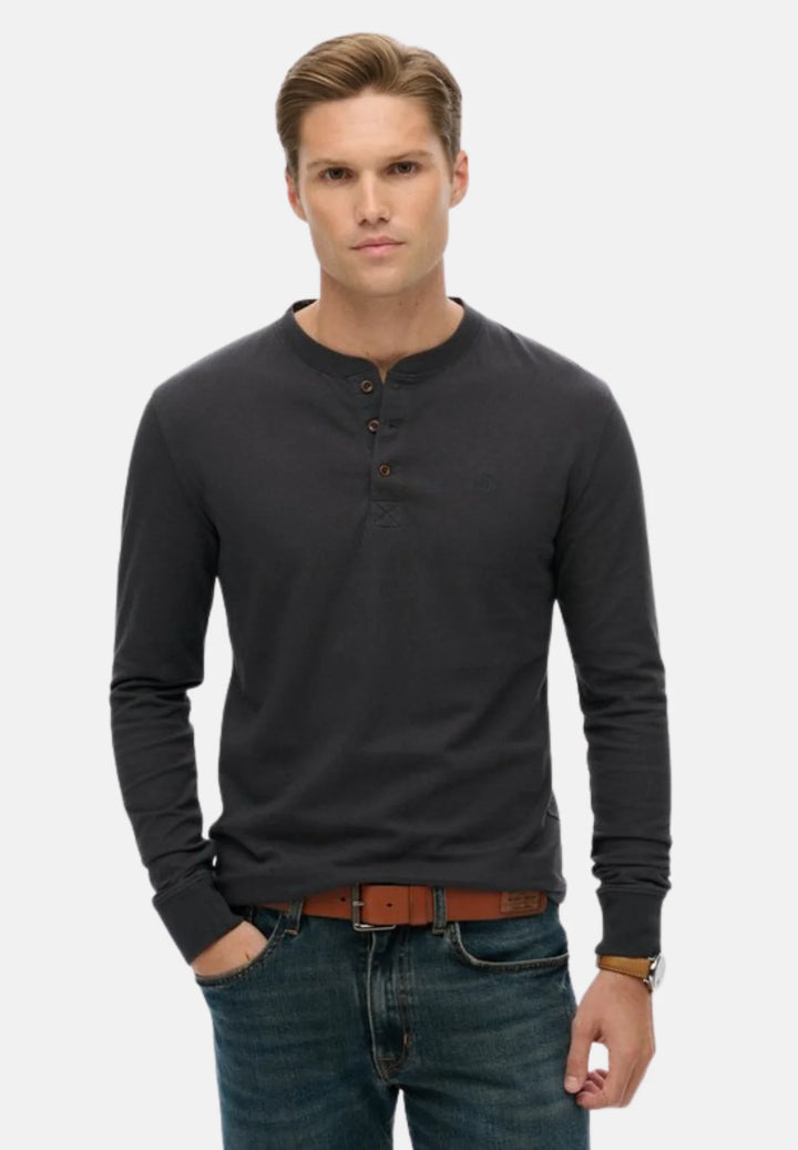 Superdry Classic Essential Grandad Top | Dark Charcoal