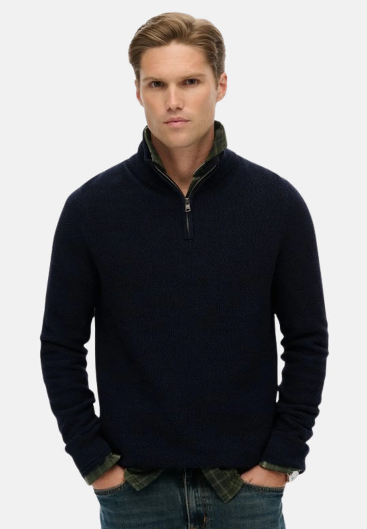 Superdry Cotton Texture Half-Zip Jumper | Eclipse Navy Twist