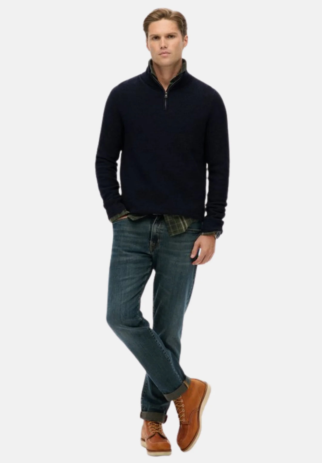 Superdry Cotton Texture Half-Zip Jumper | Eclipse Navy Twist