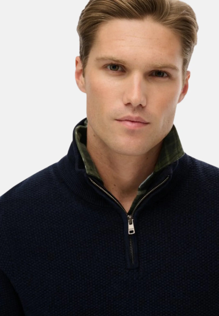 Superdry Cotton Texture Half-Zip Jumper | Eclipse Navy Twist