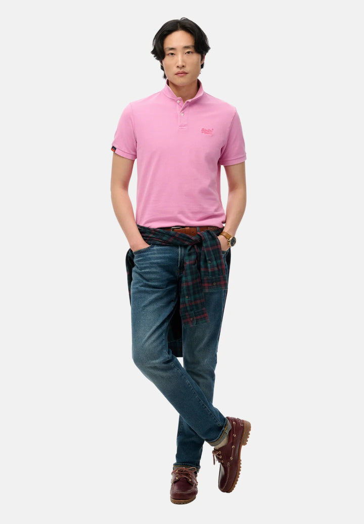 Superdry Destroyed Polo Shirt | Fuchsia Pink