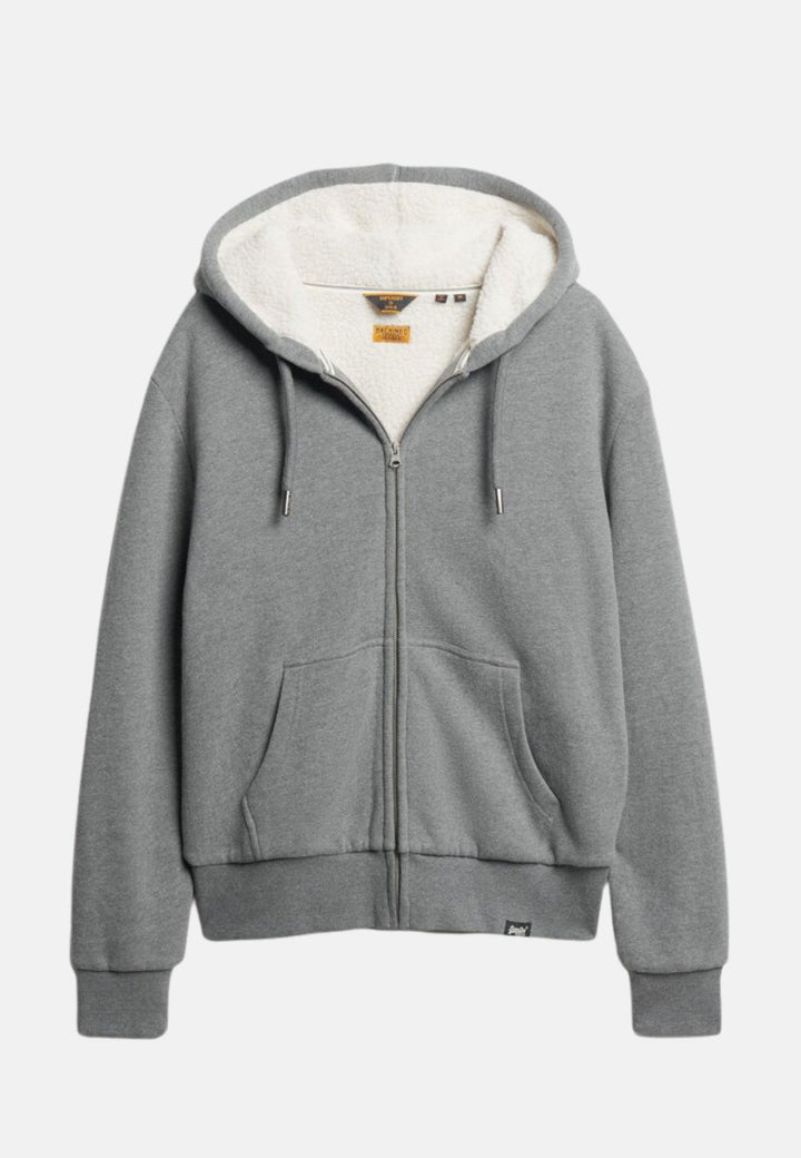 Superdry Essential Borg Lined Zip Hoodie | Rich Charcoal Marl