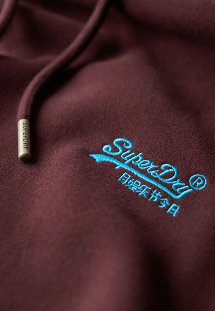 Superdry Essential Logo Hoodie | Rich Deep Burgundy