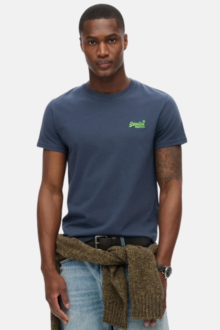Superdry Essential Logo T-Shirt | Classic Navy/Fluro Lime