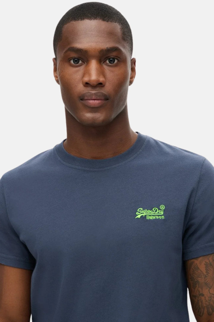 Superdry Essential Logo T-Shirt | Classic Navy/Fluro Lime