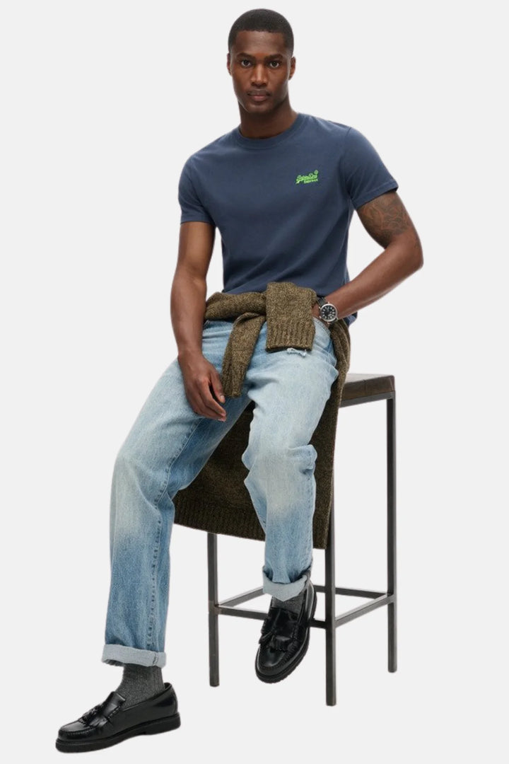 Superdry Essential Logo T-Shirt | Classic Navy/Fluro Lime