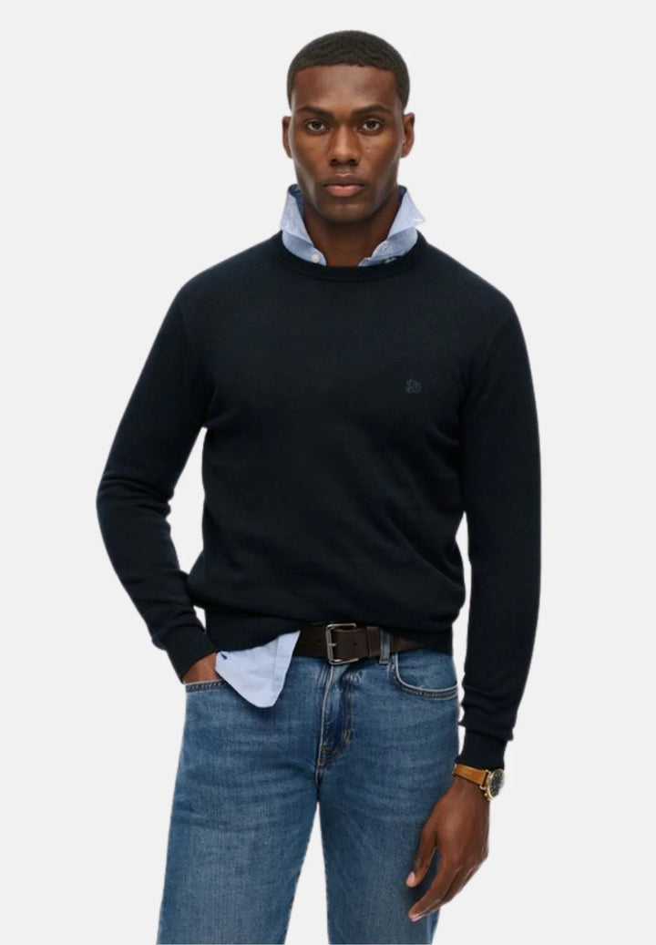 Superdry Essentials Cotton Crew Jumper | Eclipse Navy Marl