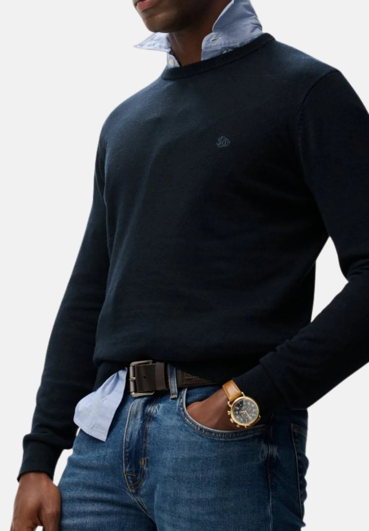 Superdry Essentials Cotton Crew Jumper | Eclipse Navy Marl