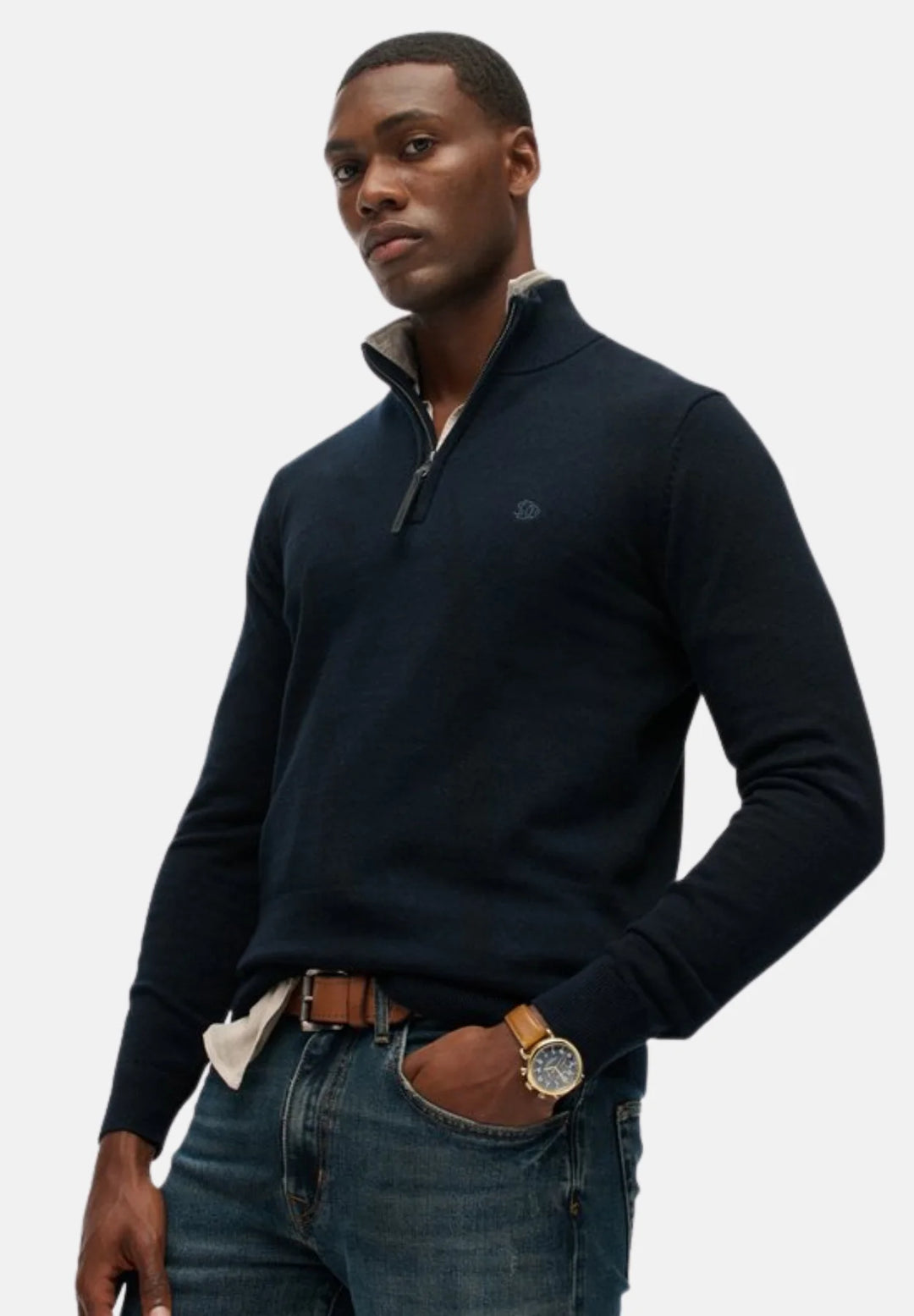 Superdry Essentials Cotton Half Zip Jumper | Eclipse Navy Marl