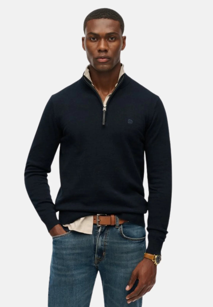 Superdry Essentials Cotton Half Zip Jumper | Eclipse Navy Marl