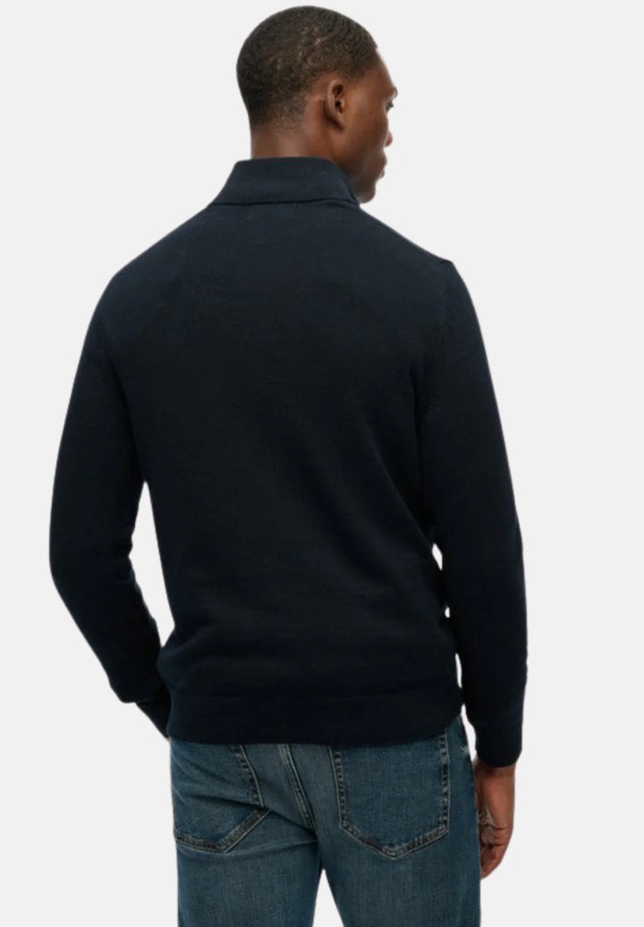 Superdry Essentials Cotton Half Zip Jumper | Eclipse Navy Marl