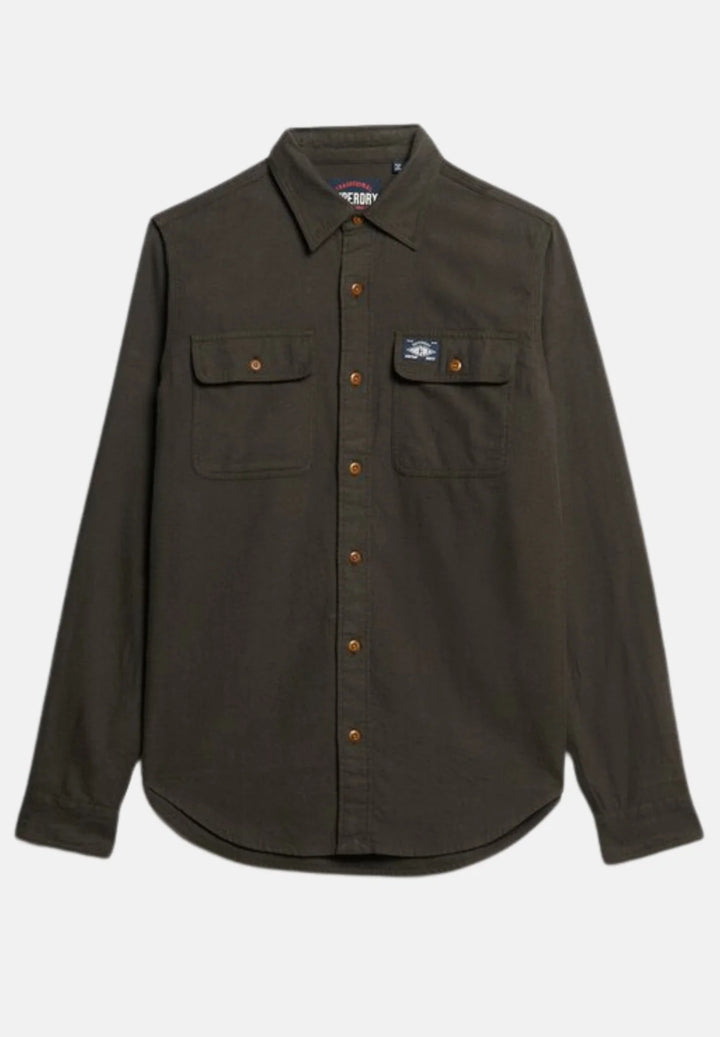 Superdry Flannel Workwear Overshirt | Chive Green