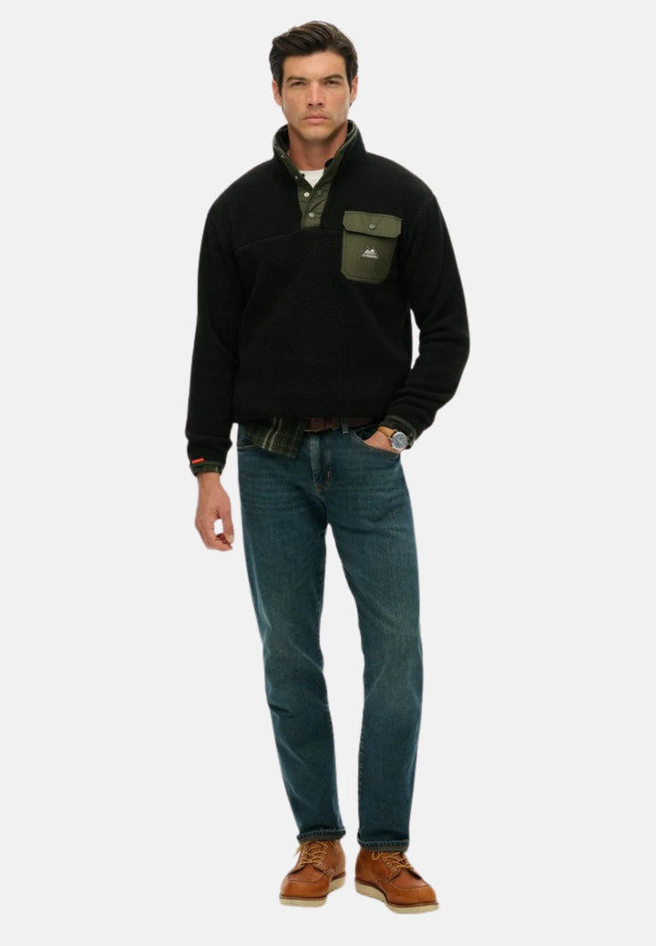Superdry Fuji Half Snap Fleece | Black