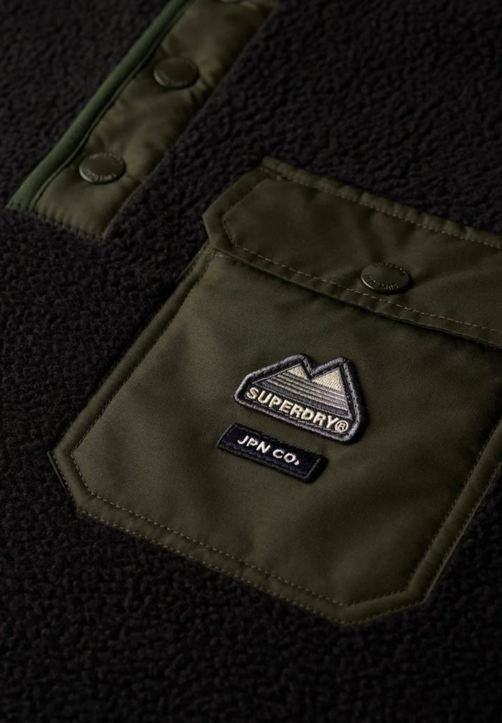 Superdry Fuji Half Snap Fleece | Black