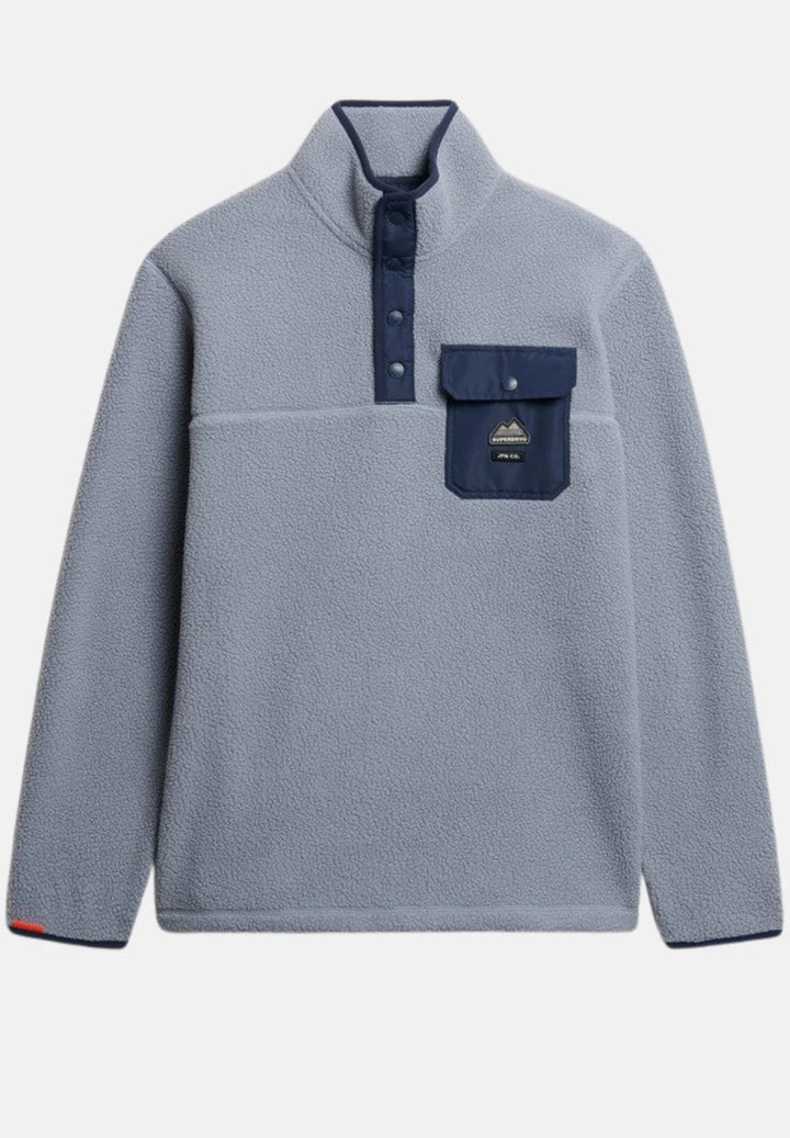 Superdry Fuji Half Snap Fleece | Washed Denim Blue