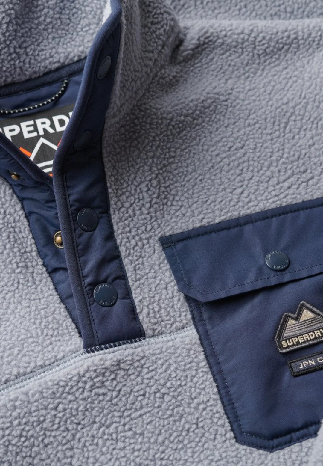 Superdry Fuji Half Snap Fleece | Washed Denim Blue