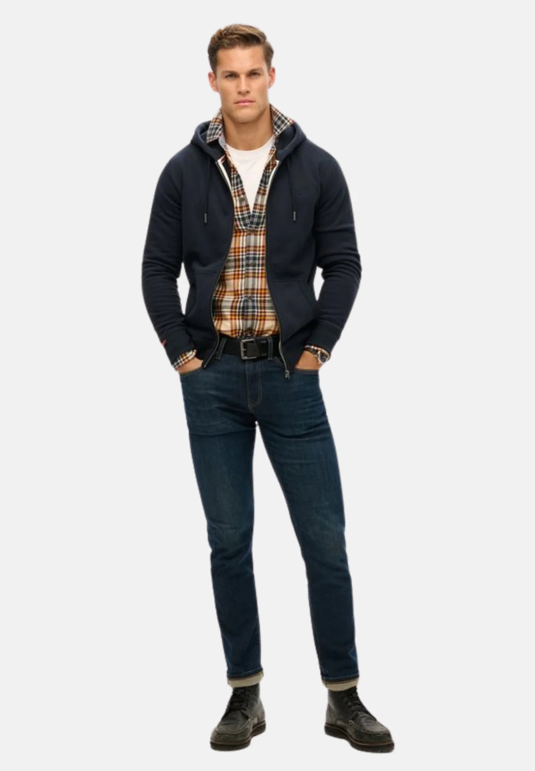 Superdry Half Brushed Zip Hoodie | Eclipse Navy