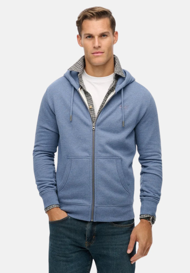 Superdry Half Brushed Zip Hoodie | Jeans Blue Marl