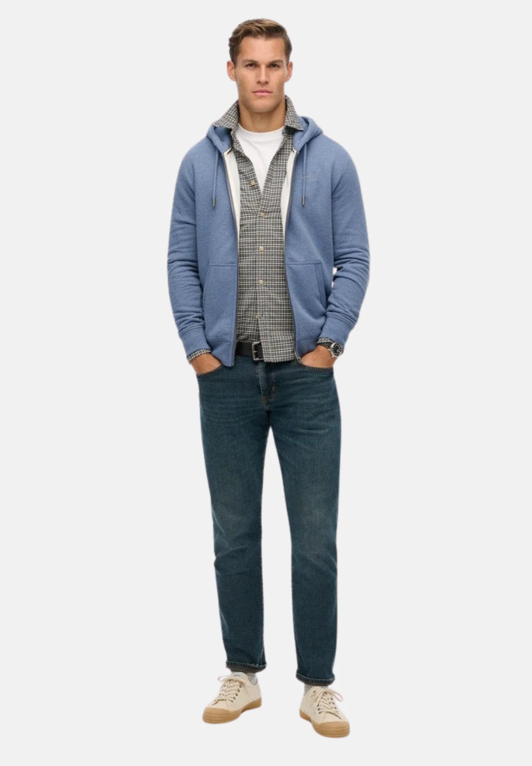 Superdry Half Brushed Zip Hoodie | Jeans Blue Marl