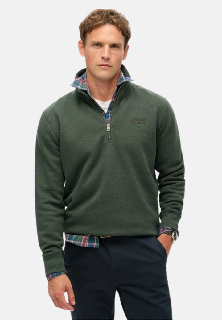 Superdry Henley Half Zip Top | Deep Forest Marl