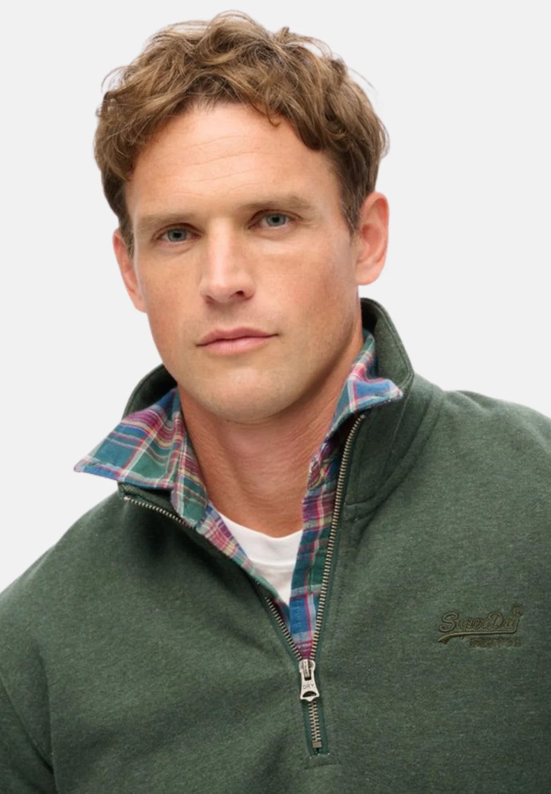 Superdry Henley Half Zip Top | Deep Forest Marl