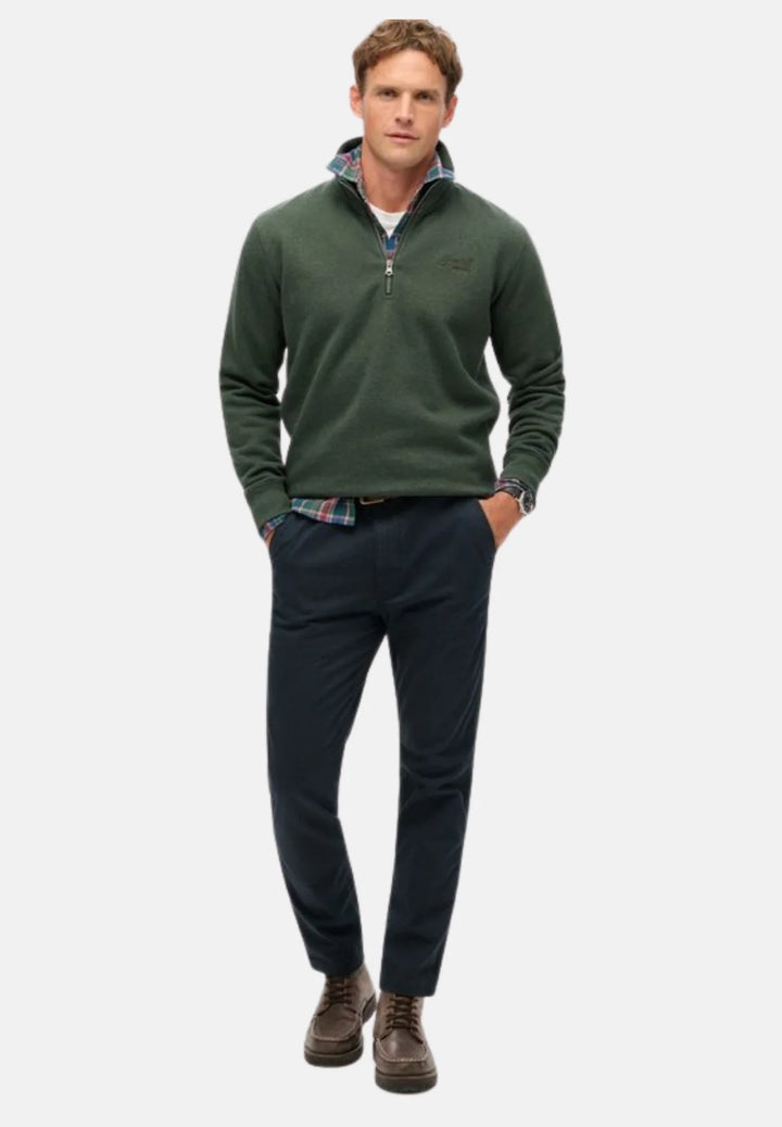 Superdry Henley Half Zip Top | Deep Forest Marl