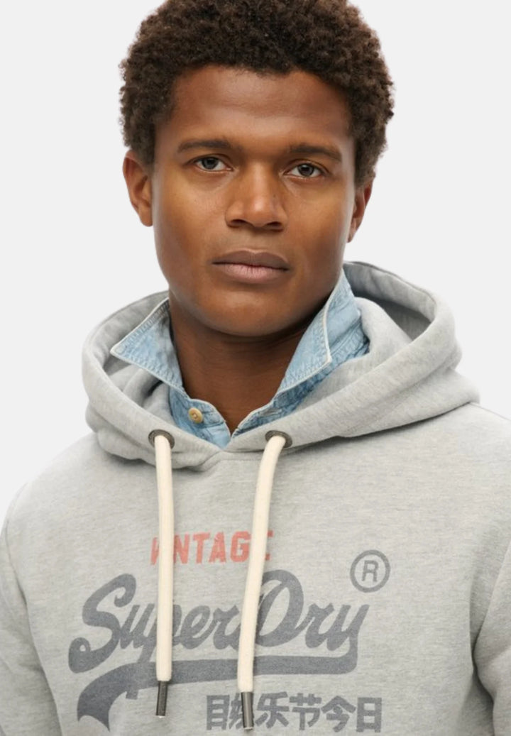Superdry Heritage Relaxed Hoodie | College Grey Marl