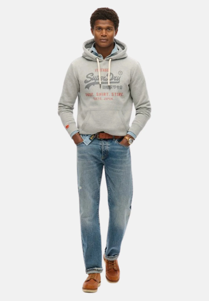Superdry Heritage Relaxed Hoodie | College Grey Marl