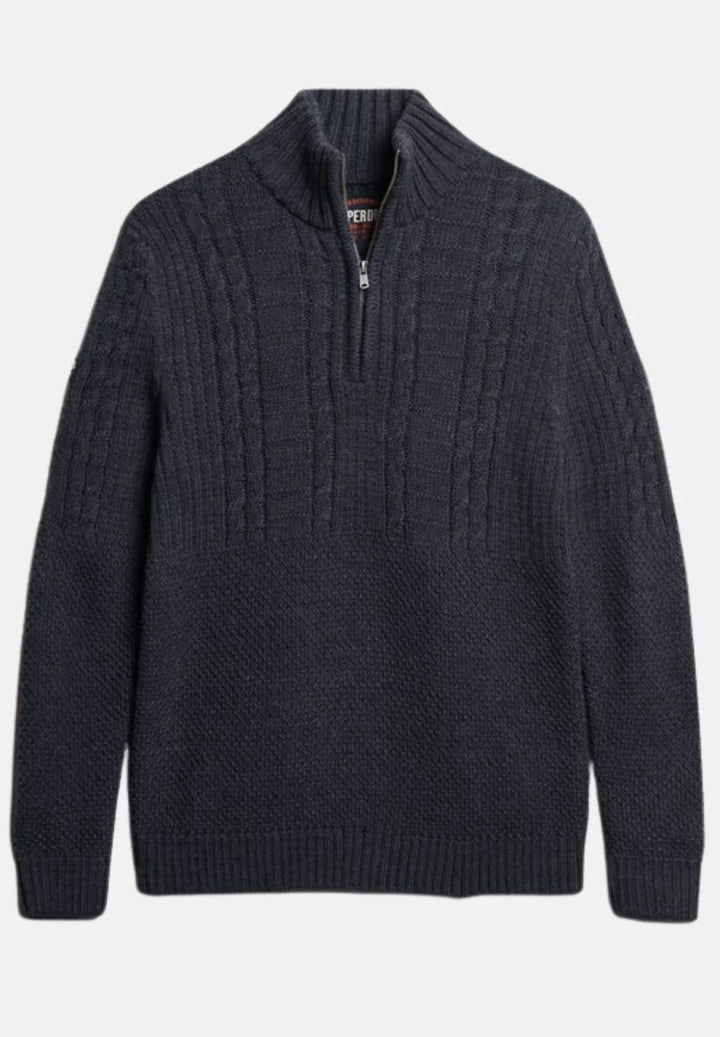 Superdry Jacob Cable Knit 1/4-zip Jumper | Indigo