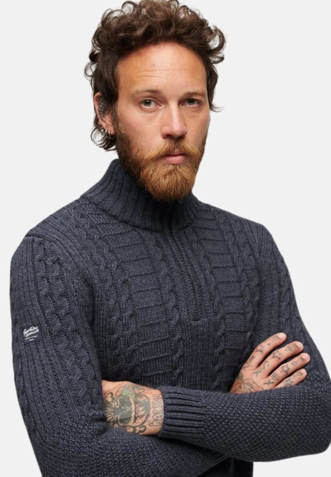 Superdry Jacob Cable Knit 1/4-zip Jumper | Indigo