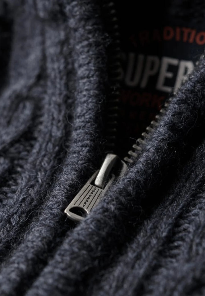 Superdry Jacob Cable Knit 1/4-zip Jumper | Indigo